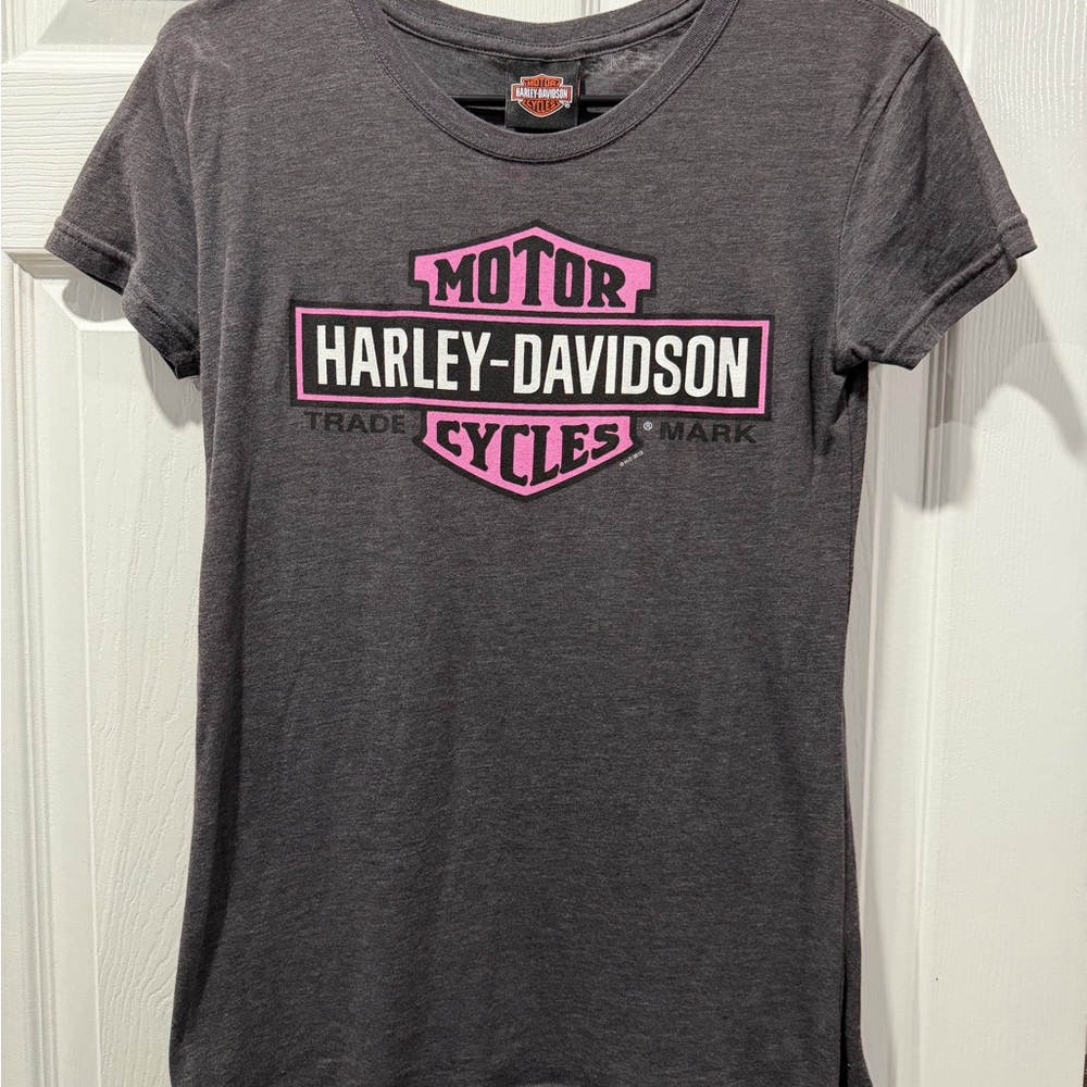 Harley-Davidson Gray and Pink Short Sleeve Tee